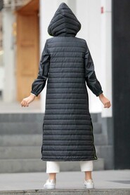 Black Hijab Coat 19220S - 4