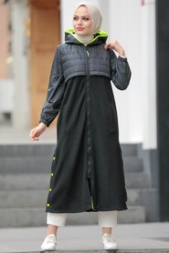 Black Hijab Coat 19220S - 2