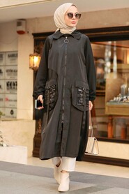 Black Hijab Coat 19228S - 3