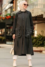 Black Hijab Coat 19228S - 2