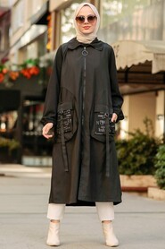 Black Hijab Coat 19228S - 1