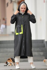 Black Hijab Coat 19229S - 1