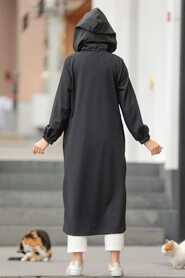 Black Hijab Coat 19229S - 3