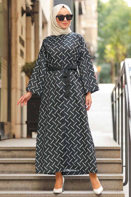 Black Hijab Coat 20151S - NEVA STYLE