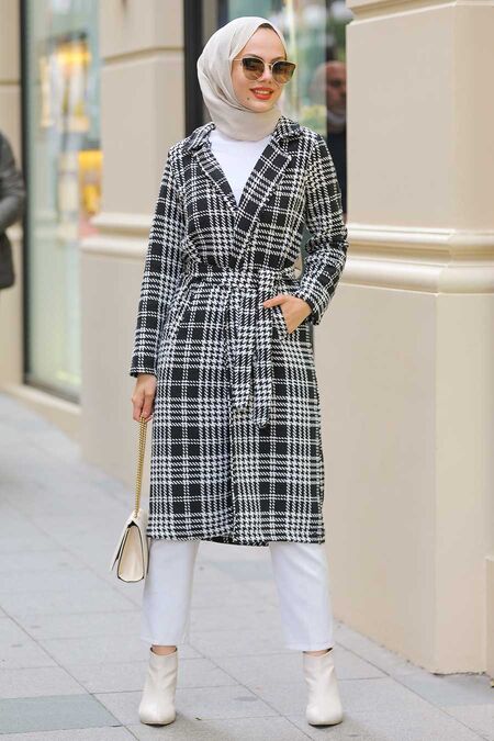 Black Hijab Coat 2359S - NEVA STYLE