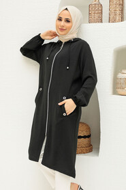 Black Hijab Coat 2585S - 2