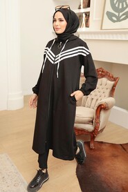 Black Hijab Coat 3216S - 2