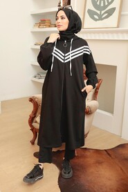 Black Hijab Coat 3216S - 1