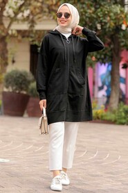 Black Hijab Coat 32450S - 1