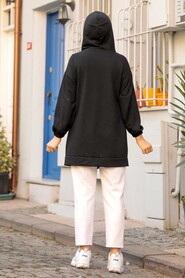Black Hijab Coat 3674S - 3