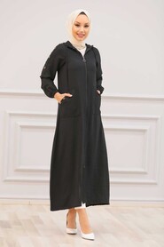 Black Hijab Coat 3729S - 1