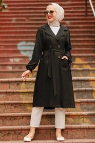 Black Hijab Coat 41060S - 1