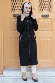 Black Hijab Coat 4401S - 1