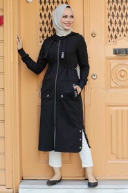 Black Hijab Coat 4402S - 1