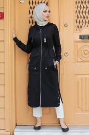 Black Hijab Coat 4402S - 2