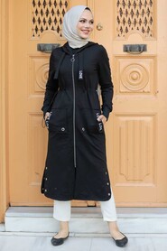 Black Hijab Coat 4402S - 4