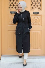 Black Hijab Coat 4402S - 3