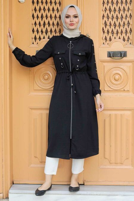 Black Hijab Coat 502S - NEVA STYLE