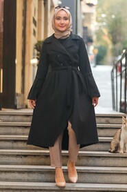 Black Hijab Coat 50774S - 1