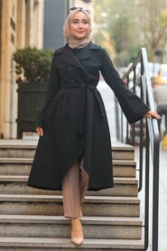 Black Hijab Coat 50774S - 2