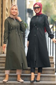 Black Hijab Coat 51701S - 3