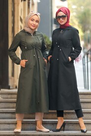 Black Hijab Coat 51701S - 2