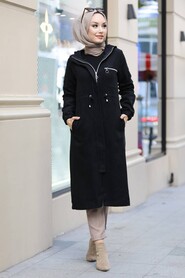 Black Hijab Coat 5565S - 3