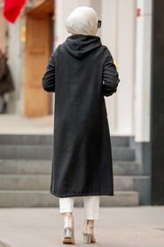 Black Hijab Coat 5664S - 3