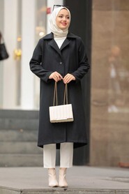 Black Hijab Coat 56720S - 2