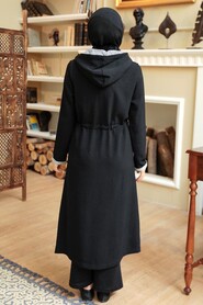 Black Hijab Coat 5721S - 3