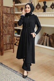 Black Hijab Coat 5721S - 2