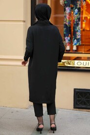 Black Hijab Coat 57290S - 2
