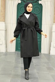 Black Hijab Coat 5829S - 4