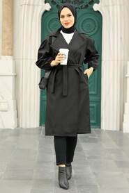 Black Hijab Coat 5829S - 1