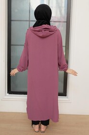 Dark Dusty Rose Hijab Coat 6298KGK - 2