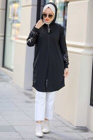Black Hijab Coat 6844S - 1