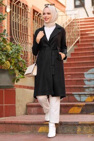 Black Hijab Coat 7013S - 2