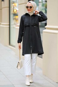 Black Hijab Coat 7148S - 2