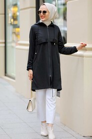 Black Hijab Coat 7148S - 1