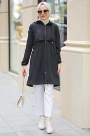 Black Hijab Coat 7148S - 4