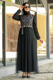 Black Hijab Daily Dress 1101S - 1