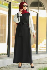 Black Hijab Daily Dress 1492S - 3