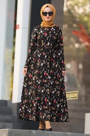 Black Hijab Daily Dress 43093S - 1