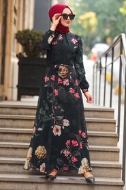 Black Hijab Daily Dress 8154S - 1