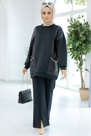 Black Hijab Double Suit 22156S - 1