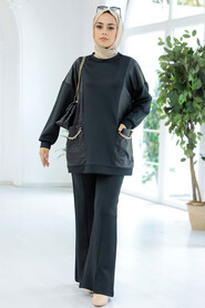 Black Hijab Double Suit 22156S - 3