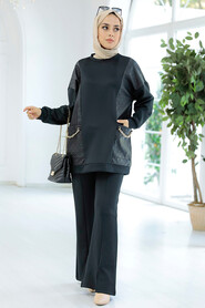 Black Hijab Double Suit 22156S - 2