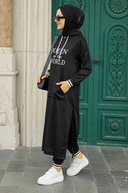 Black Hijab Double Suit 56090S - 1