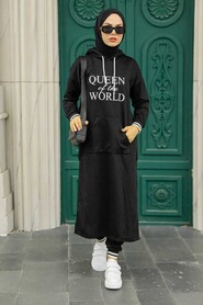 Black Hijab Double Suit 56090S - 2