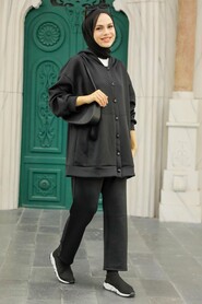 Black Hijab Double Suit 7690S - 1